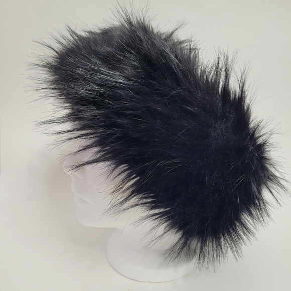Black faux fur head warmer - Picture 3 of 7